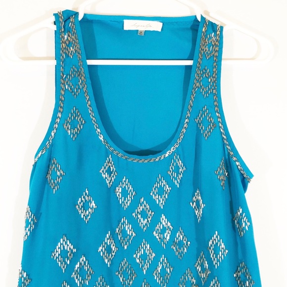 SUGARLIPS BEADED DIAMOND TRAPEZE TANK - SZ S - Picture 3 of 6